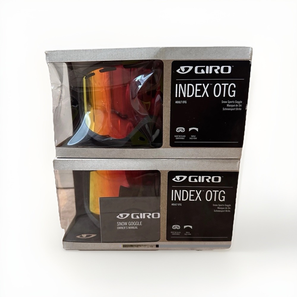 2 Giro Index 2.0 OTG Snow‎ Goggles Black Frame Vivid Ember Lens - New with Box